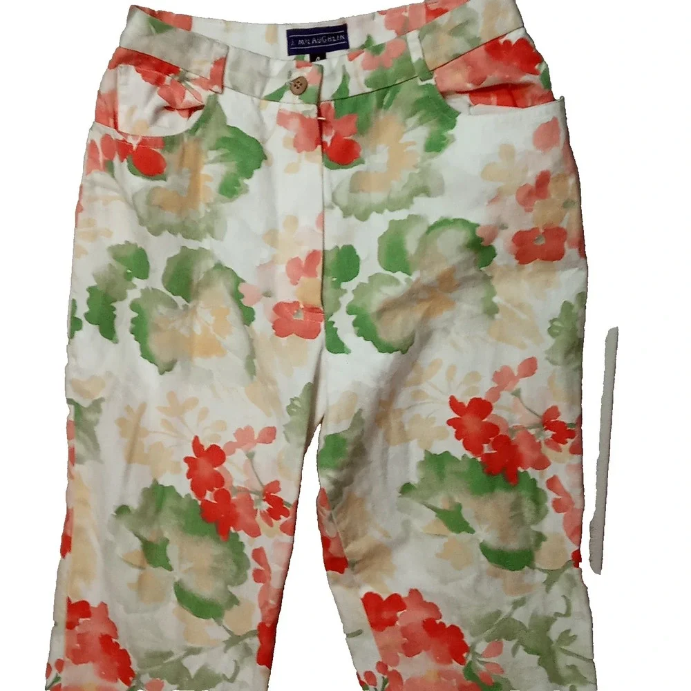 J. McLaughlin Floral Print Jeans Women's Size 4 Stretch Slim (24" x28") - Picture 2 of 8